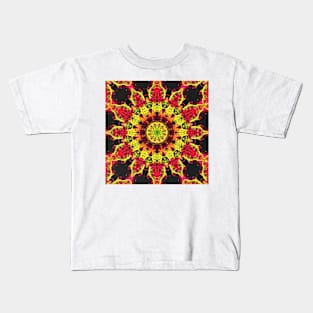 Purple and Gold Fiery Organic Mandala Kids T-Shirt